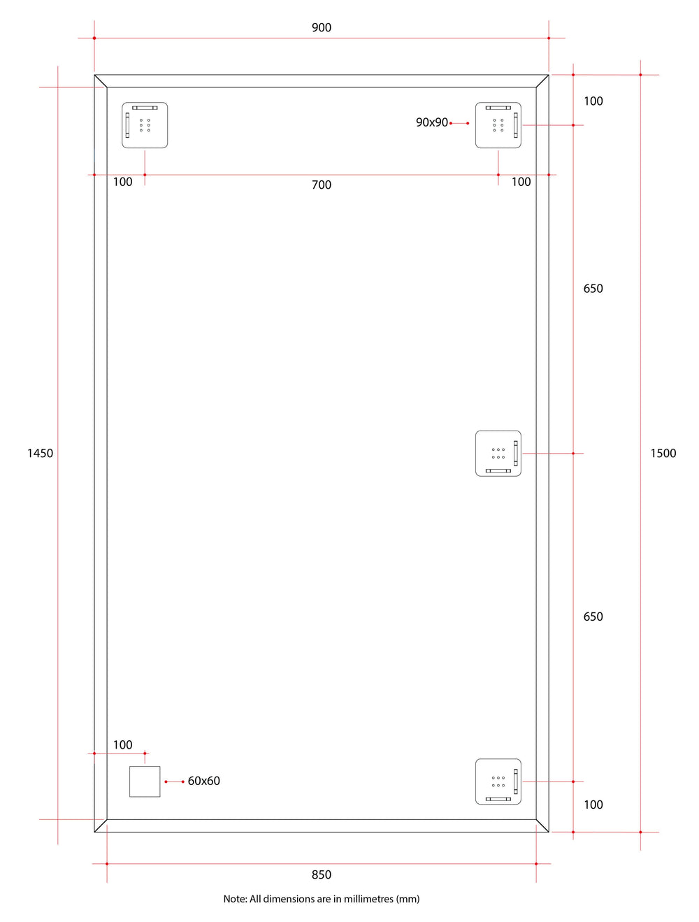 JS1590HN Rectangle Polished Edge Mirror