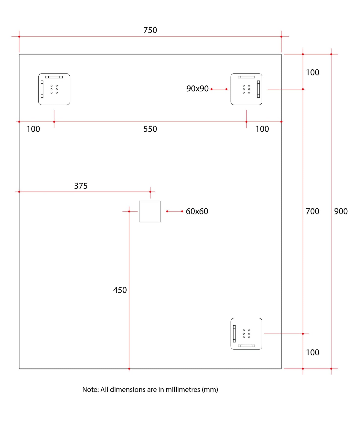 JS9075HN Rectangle Polished Edge Mirror