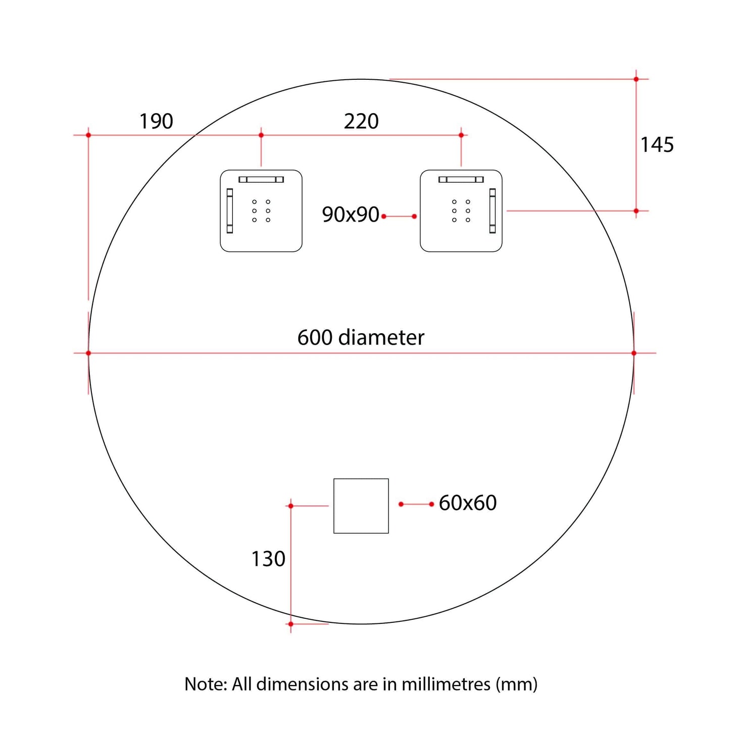 KR6060HN Round 18mm Bevel Edge Mirror