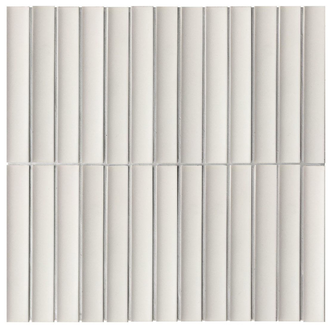 Kyoto White Matte Japanese Look Kit Kat Mosaic Tile — Ceramic, Rectangle, Kit Kat & Finger