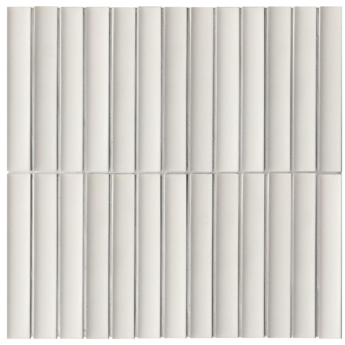 Kyoto White Matte Japanese Look Kit Kat Mosaic Tile — Ceramic, Rectangle, Kit Kat & Finger