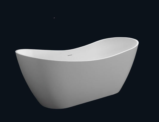 Kirsty VX14-1700 Freestanding Stone Bath Matte White with Overflow