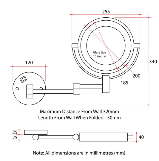 L258CSMC 1&8x Magnification Mirror with Light