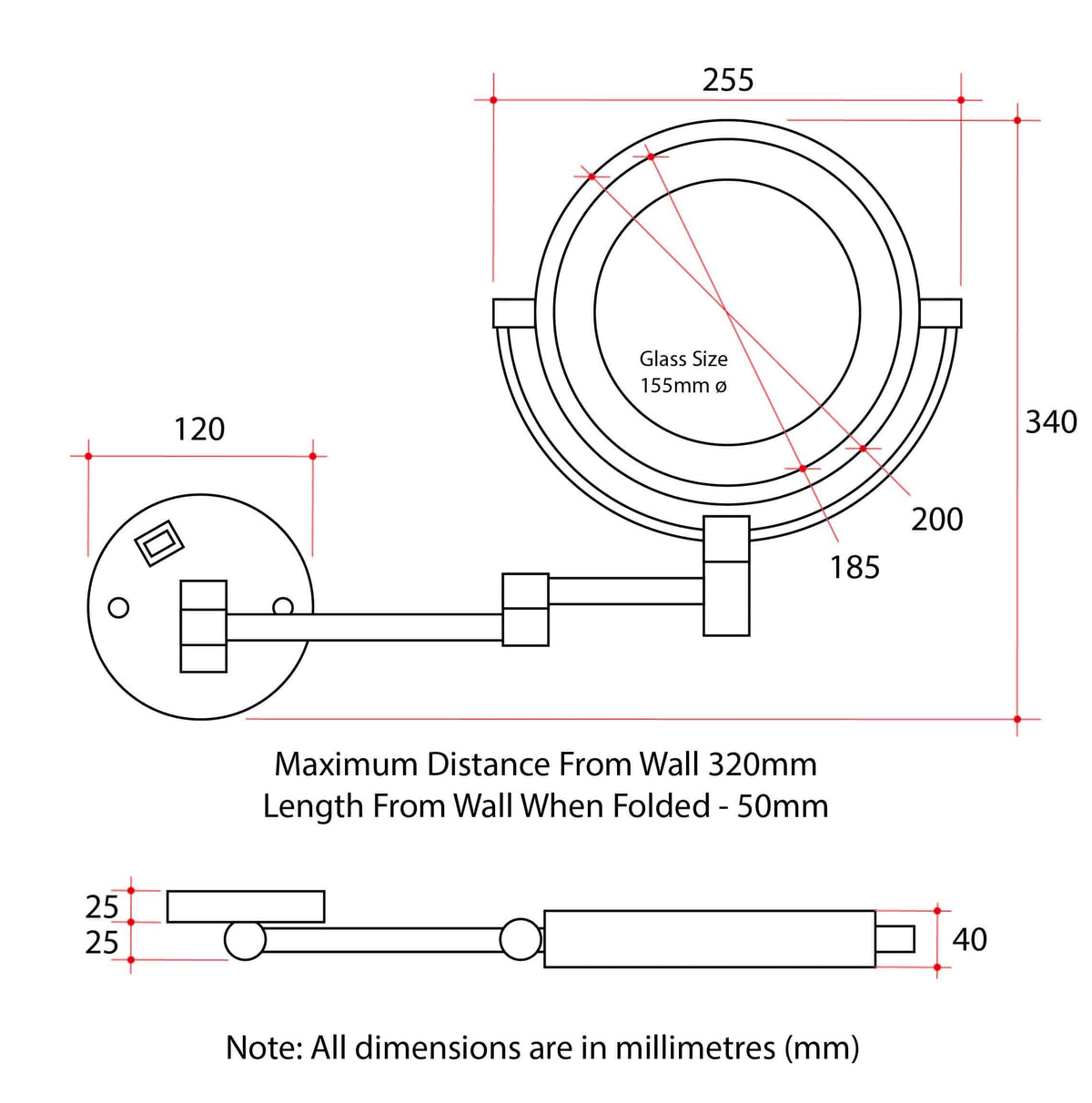 L258CSMC 1&8x Magnification Mirror with Light