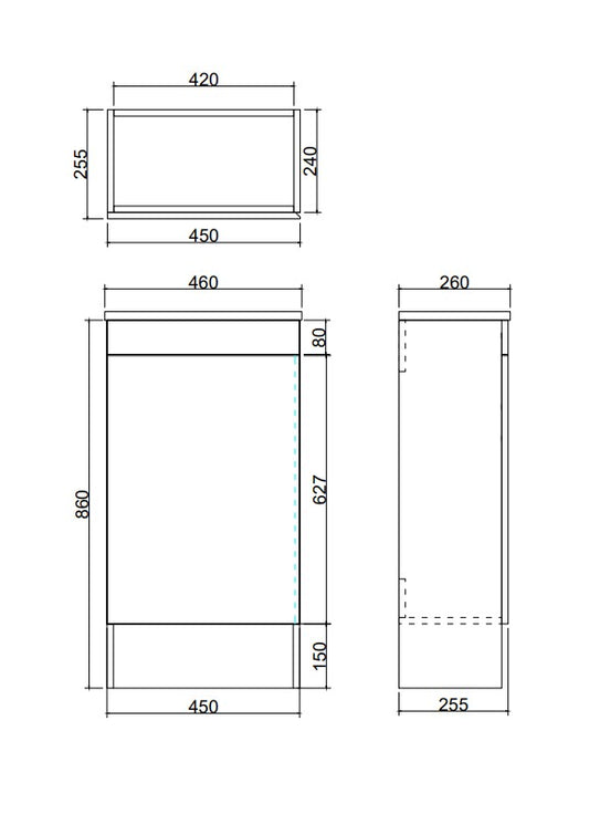 Alpha Mini Floor PVC Vanity with build in kickboard LK-AL42K