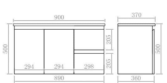 Alpha Ensuite Wall Hung PVC Vanity Ensuite Gloss White LK-AL93RW
