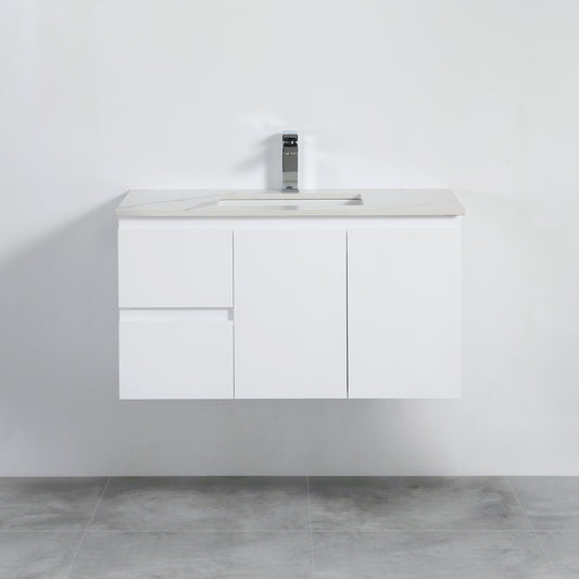 Alpha Ensuite Wall Hung PVC Vanity Ensuite Gloss White LK-AL93LW