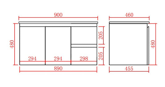 Alpha Wall Hung PVC Vanity with soft closing LK-AL94RW