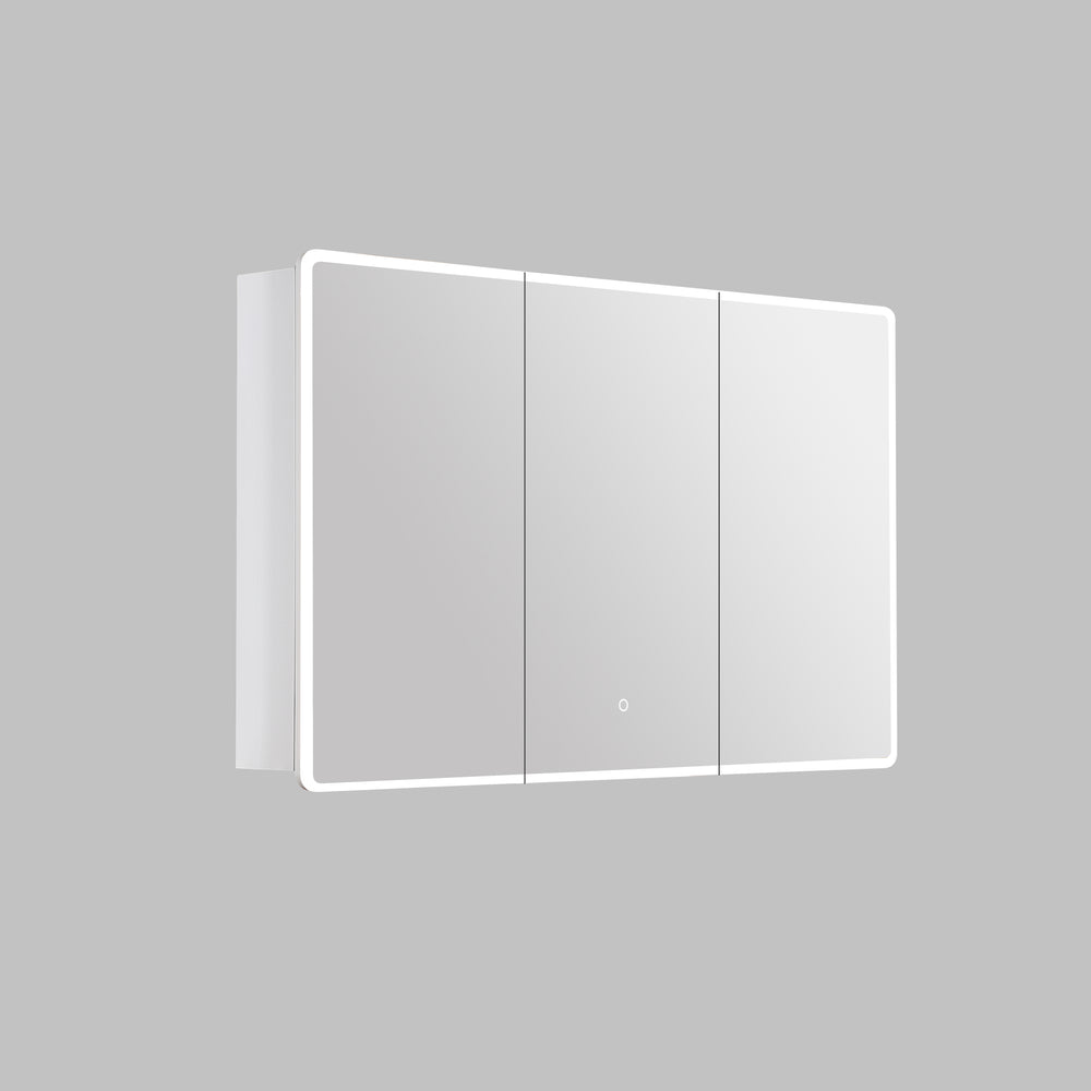 Avola PVC LED Mirror Matte White Cabinet With LED Lights Lk-almc1200mw-3lights