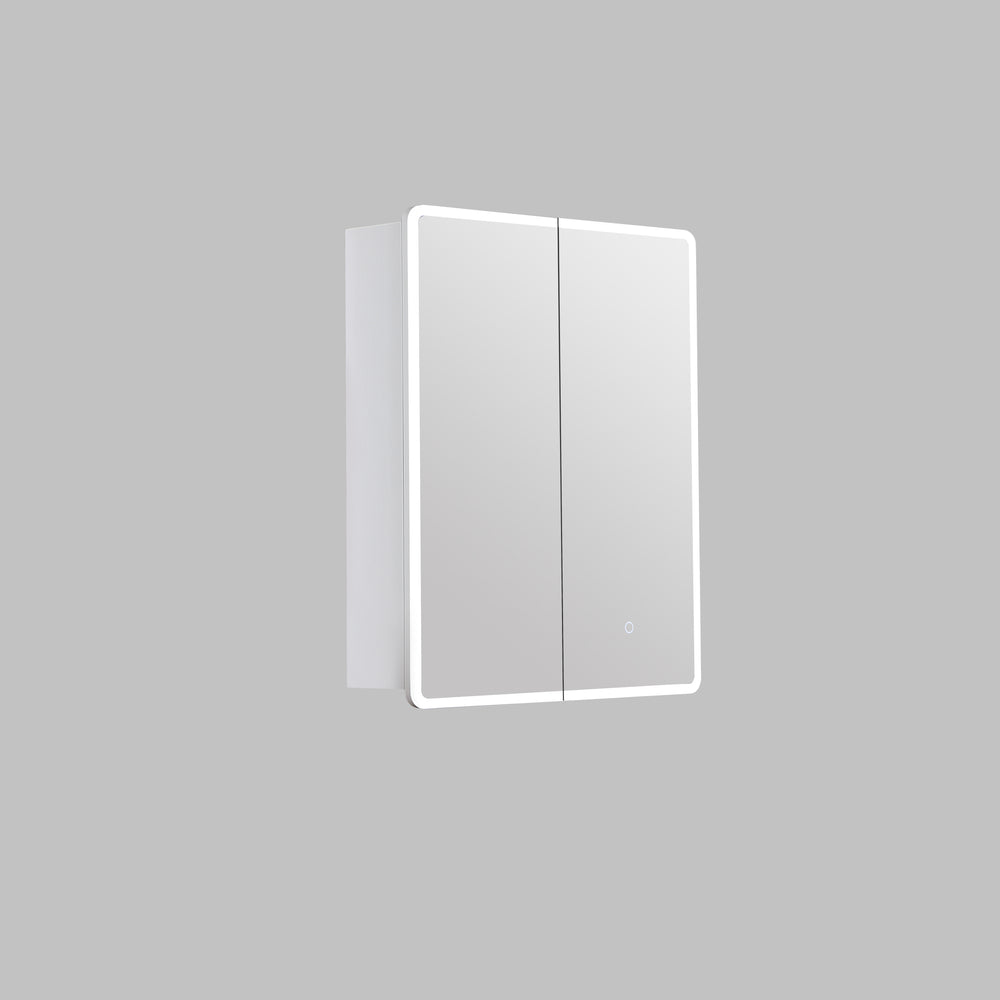 Avola PVC LED Mirror Matte White Cabinet With LED Lights Lk-almc600mw-3lights