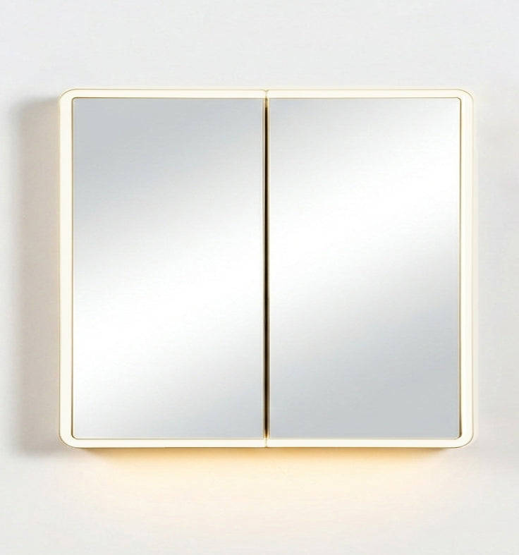 Avola PVC LED Mirror Matte White Cabinet With LED Lights Lk-almc900mw-3lights