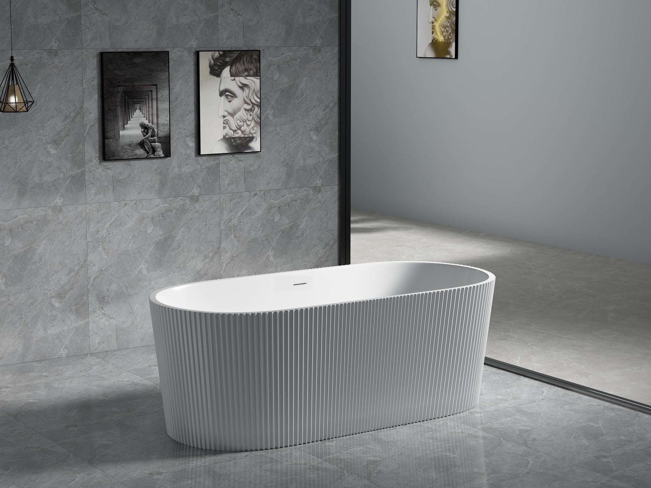 Agena Fluted Acrylic Free-Standing Bath with Overflow