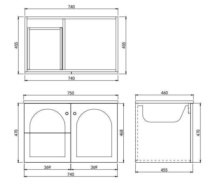 Chester Federation wall hung PVC Cabinet Matte Grey