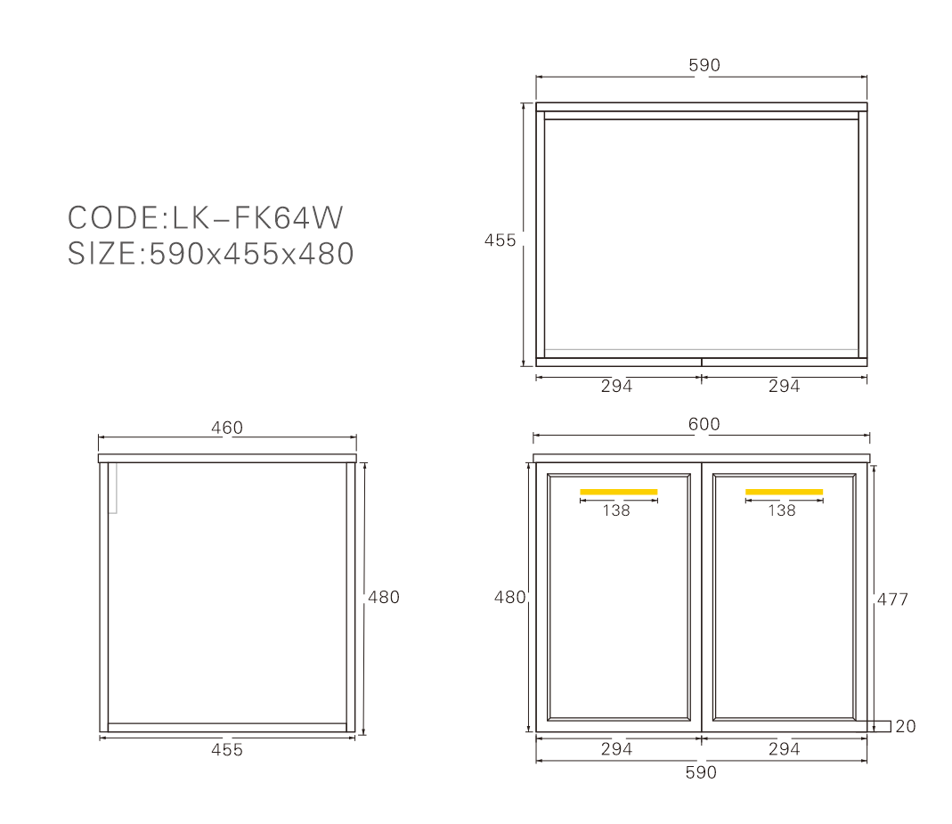 Kingsley Federation Wall Hung PVC Cabinet Oak Grey