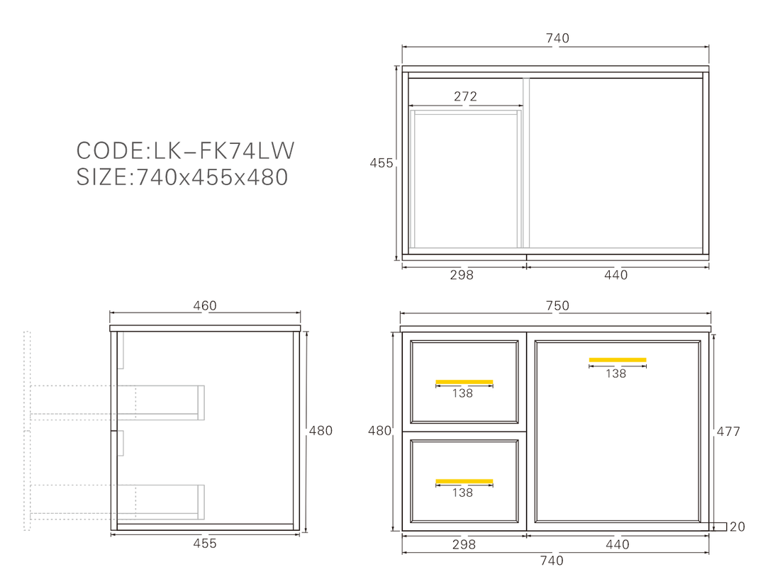 Kingsley Federation Wall Hung PVC Cabinet Oak Grey