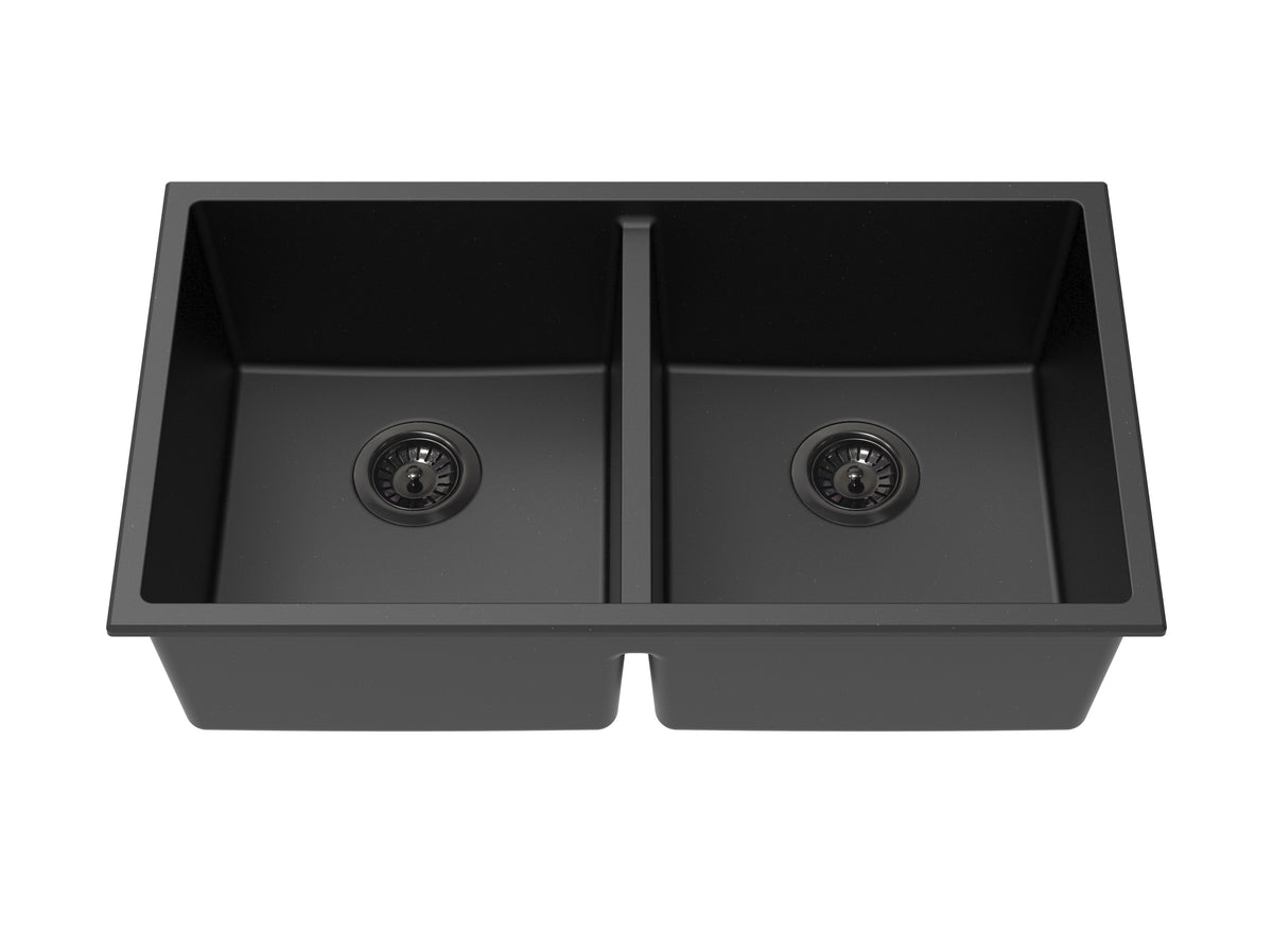 Crete Granite Sink Double Bowl LK-GDSKS — Matte Black, Granite Composite, Kitchen Sinks