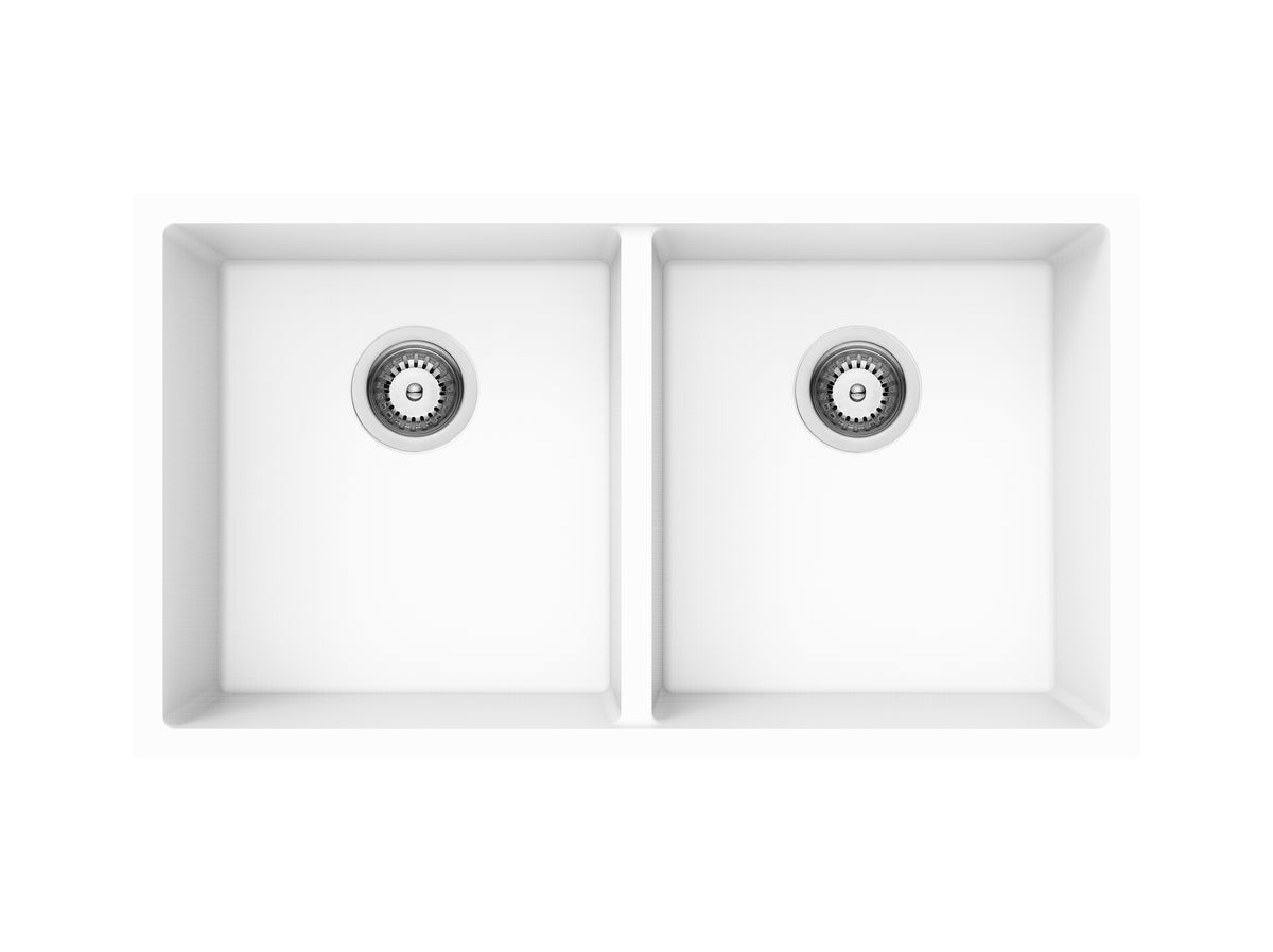 Crete Granite Sink Double Bowl LK-GDSKS — Aric White, Granite Composite, Kitchen Sinks