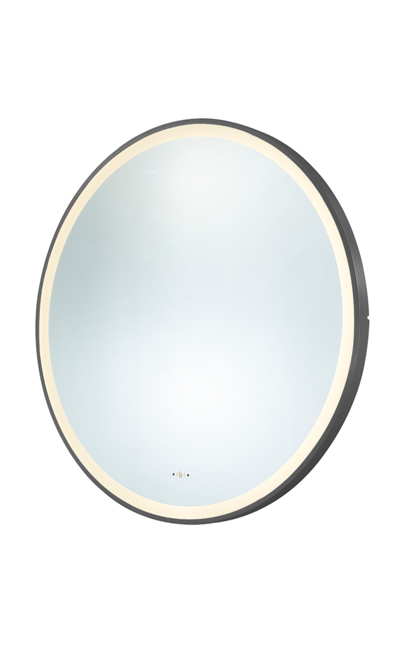 Orbis Framed LED Mirror Electroplated LK-LFM — Matte Black, LED & Demister Mirrors, Round