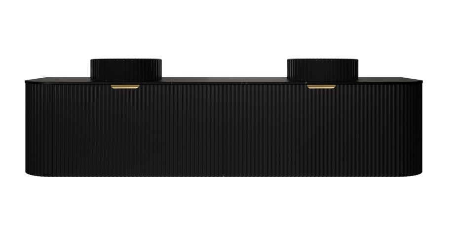 Agena Modern Fluted Cabinet Matte Black