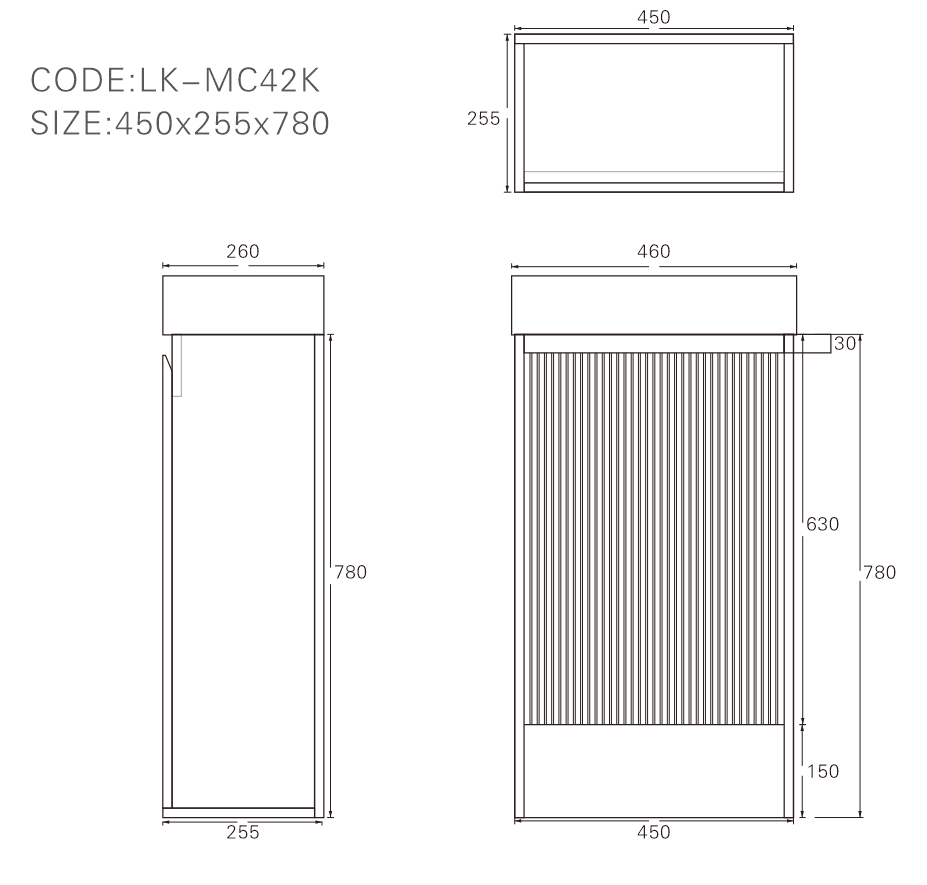 Crete Mini Free Standing PVC Cabinet on kickboard LK-MC42LK-MW