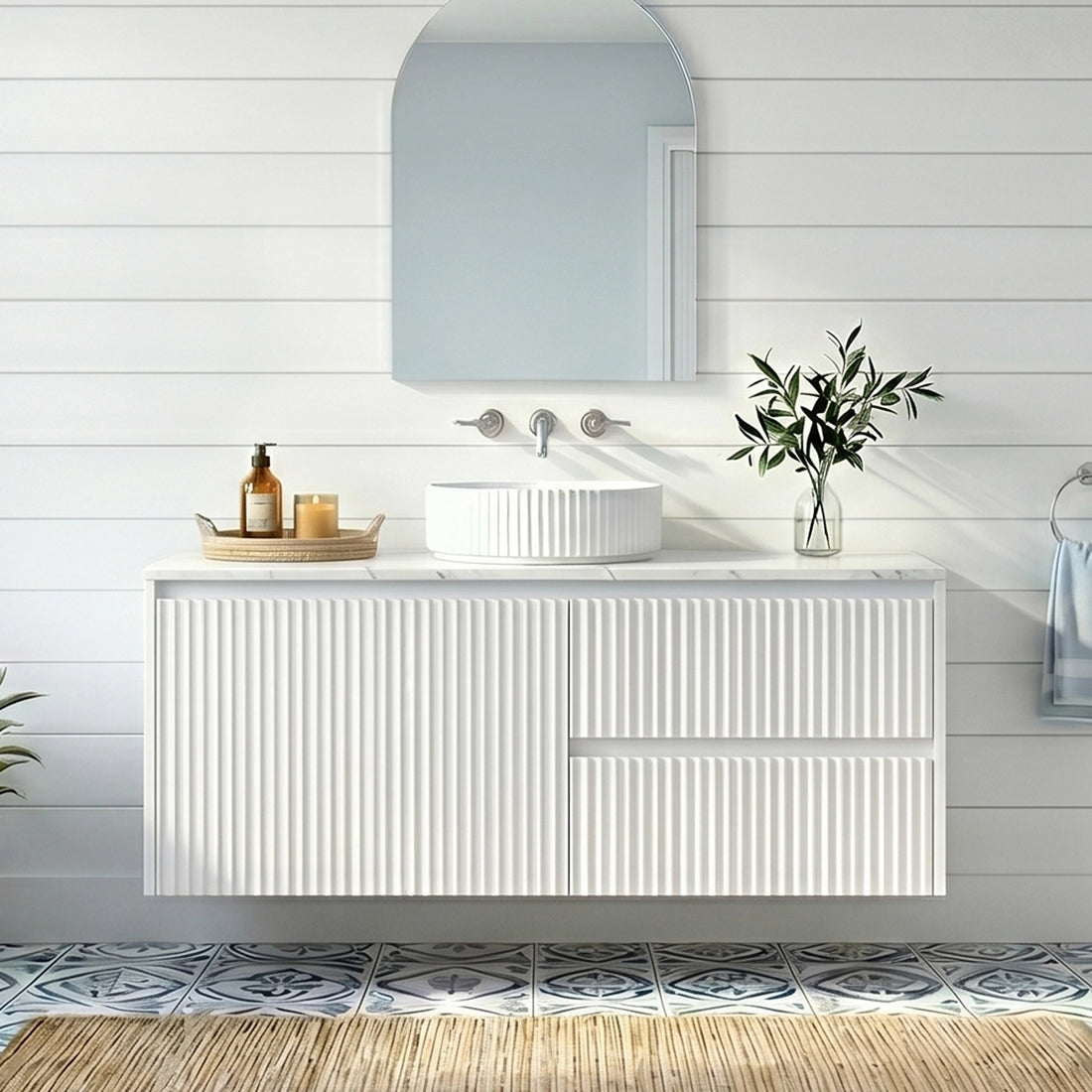Crete Modern Wall Hung Vanity Matte White