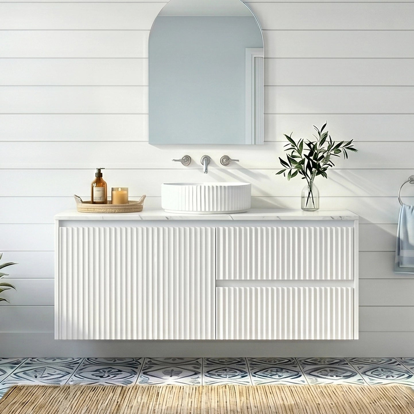 Crete Modern Wall Hung Vanity Matte White