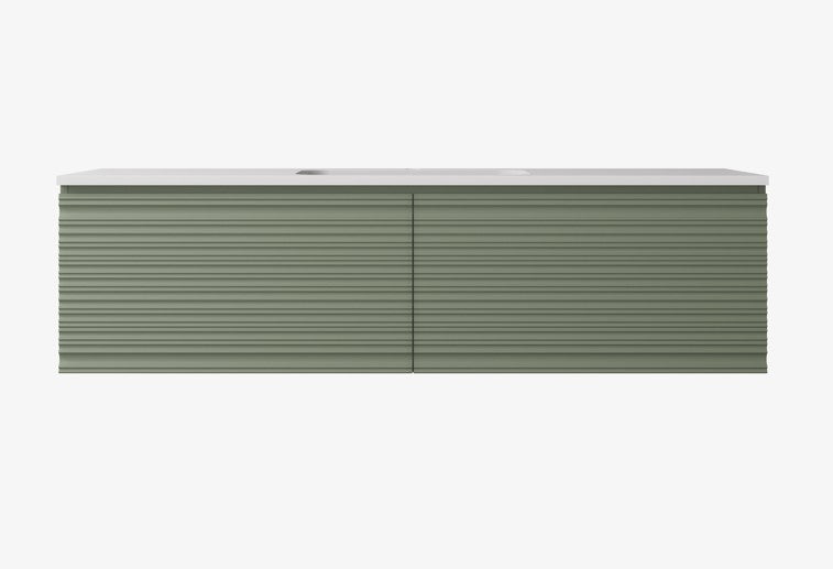 Sedona Olive Green Fluted Wall Hung PVC Cabinet LK-MS1521W-OG