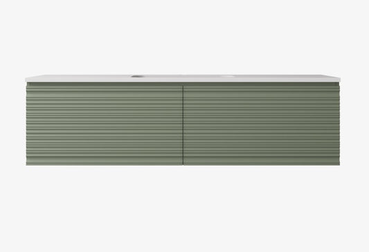 Sedona Olive Green Fluted Wall Hung PVC Cabinet LK-MS1521W-OG