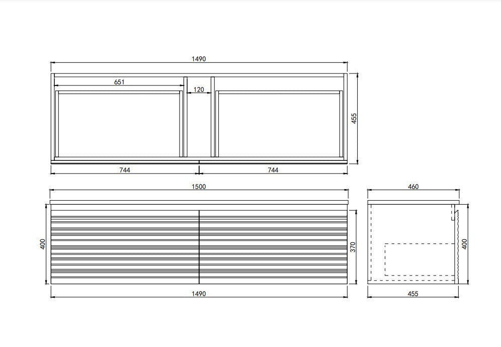 Sedona Matte Black Fluted Wall Hung PVC Cabinet LK-MS1521W-MB