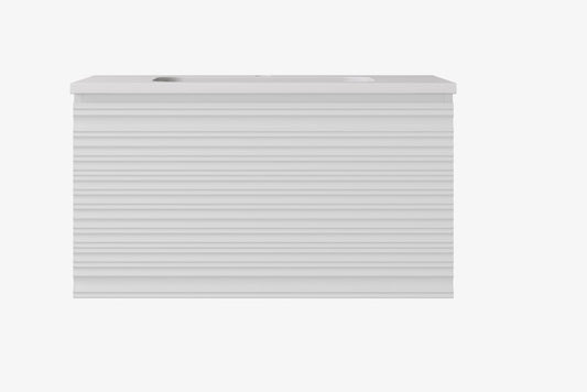 Sedona Matte White Fluted Wall Hung PVC Cabinet LK-MS750W-MW