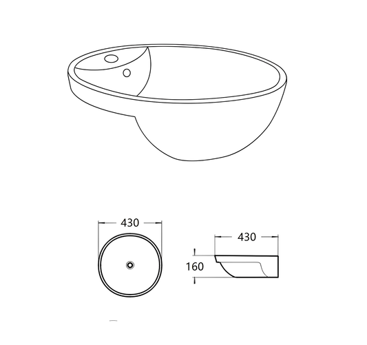 Orbi Fine Ceramic Semi Ress Basin LK-OSR430