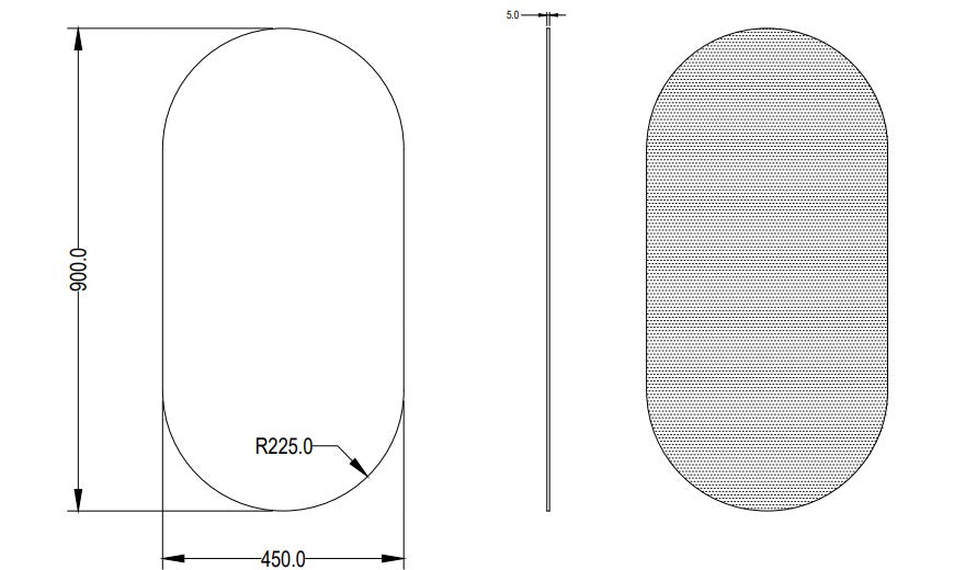 Ellips Pencil Edge Plain Mirror LK-PM4590 — Wall Mirrors, Round