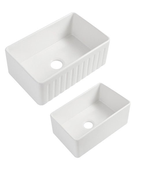 Roccia Fine Fireclay Farmhouse Buttler Sink 760mm LK-S-RFFC760 — Matte Black, Fireclay & Ceramic, Kitchen Sinks