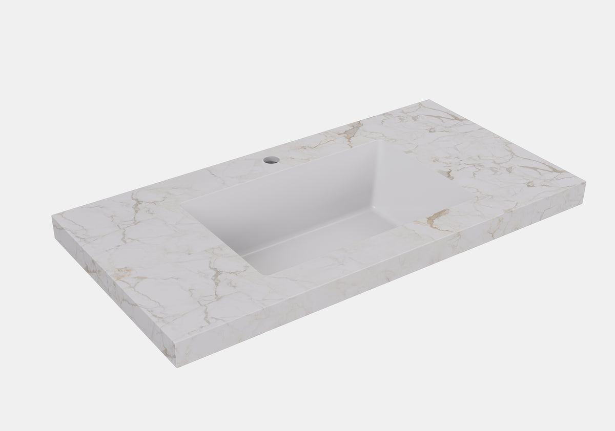 Carrara Gold sintered stone seamless joined with fine ceramic basin LK-UCG