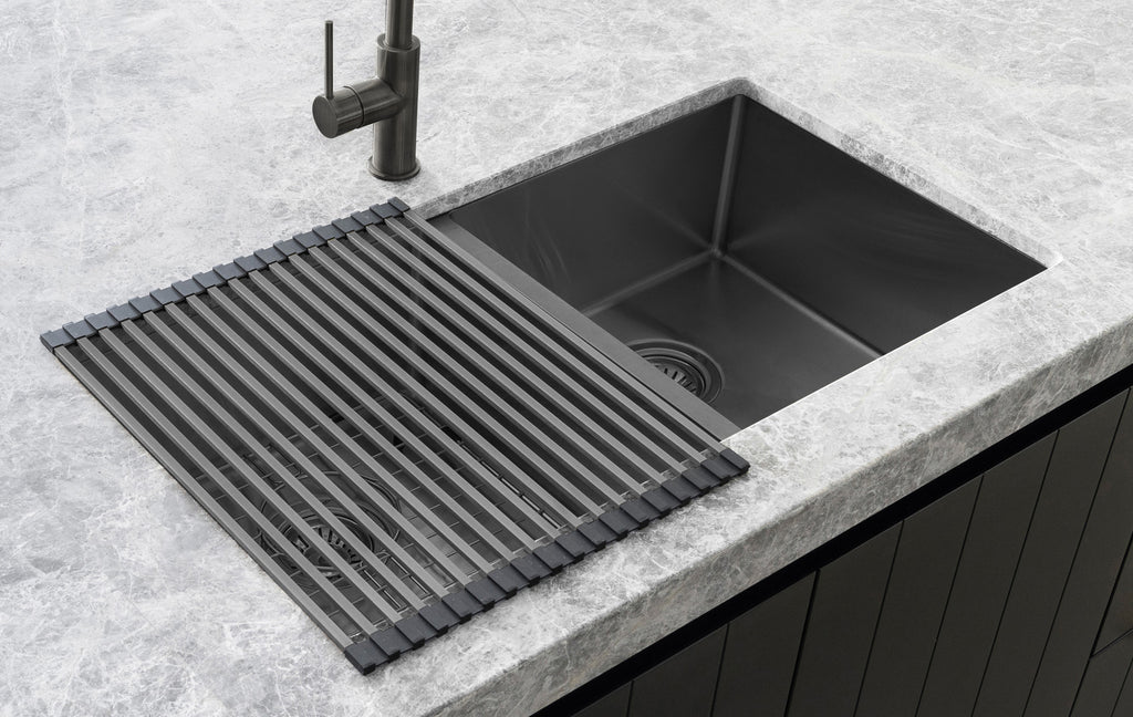 LAVELLO STAINLESS STEEL ROLLING MAT PROTECTOR GUNMETAL BLACK