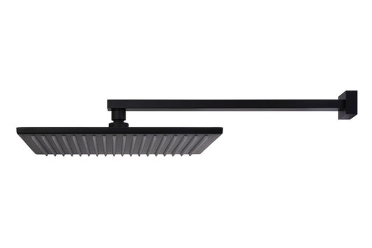 Square Wall Shower W/300MM Shower Rose W/400MM Arm — Matte Black, Shower Heads