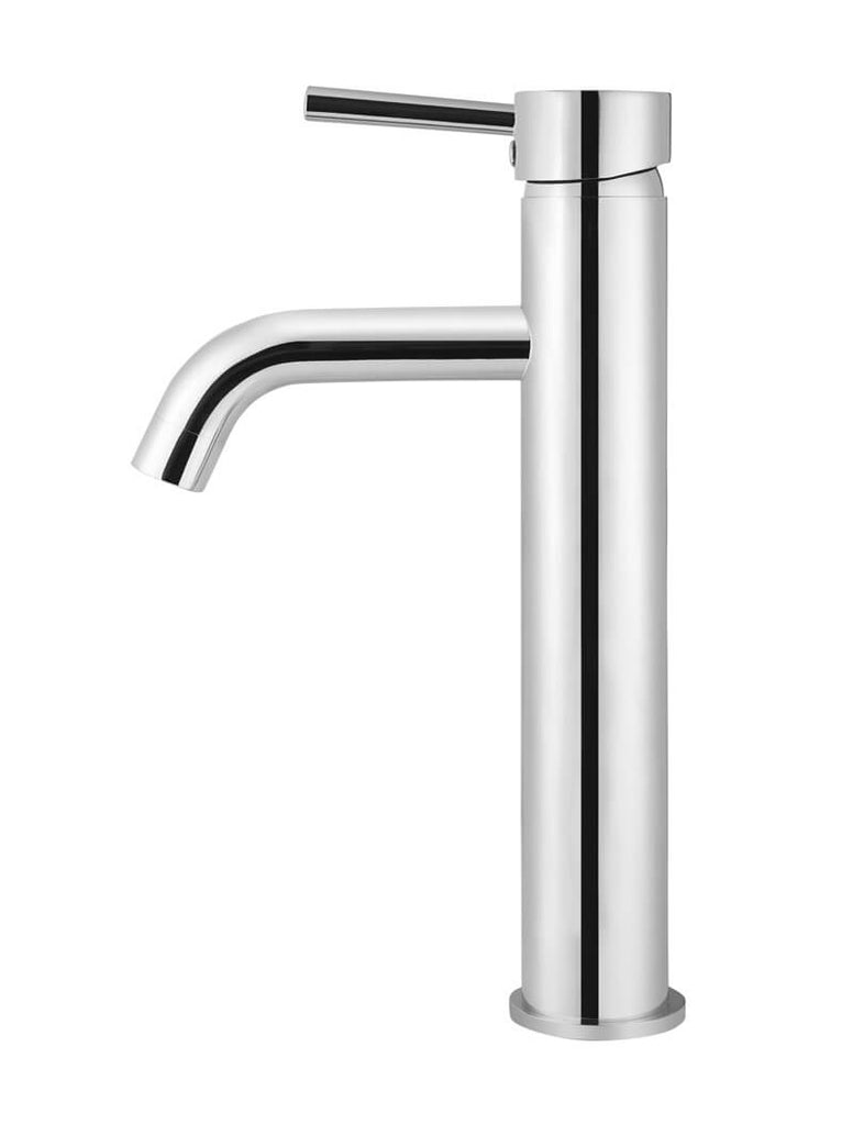 ROUND TALL CURVED BASIN MIXER POLISHED CHROME