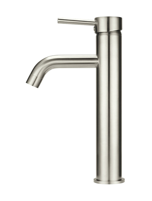ROUND TALL BASIN MIXER CURVED PVD BRUSHED NICKEL