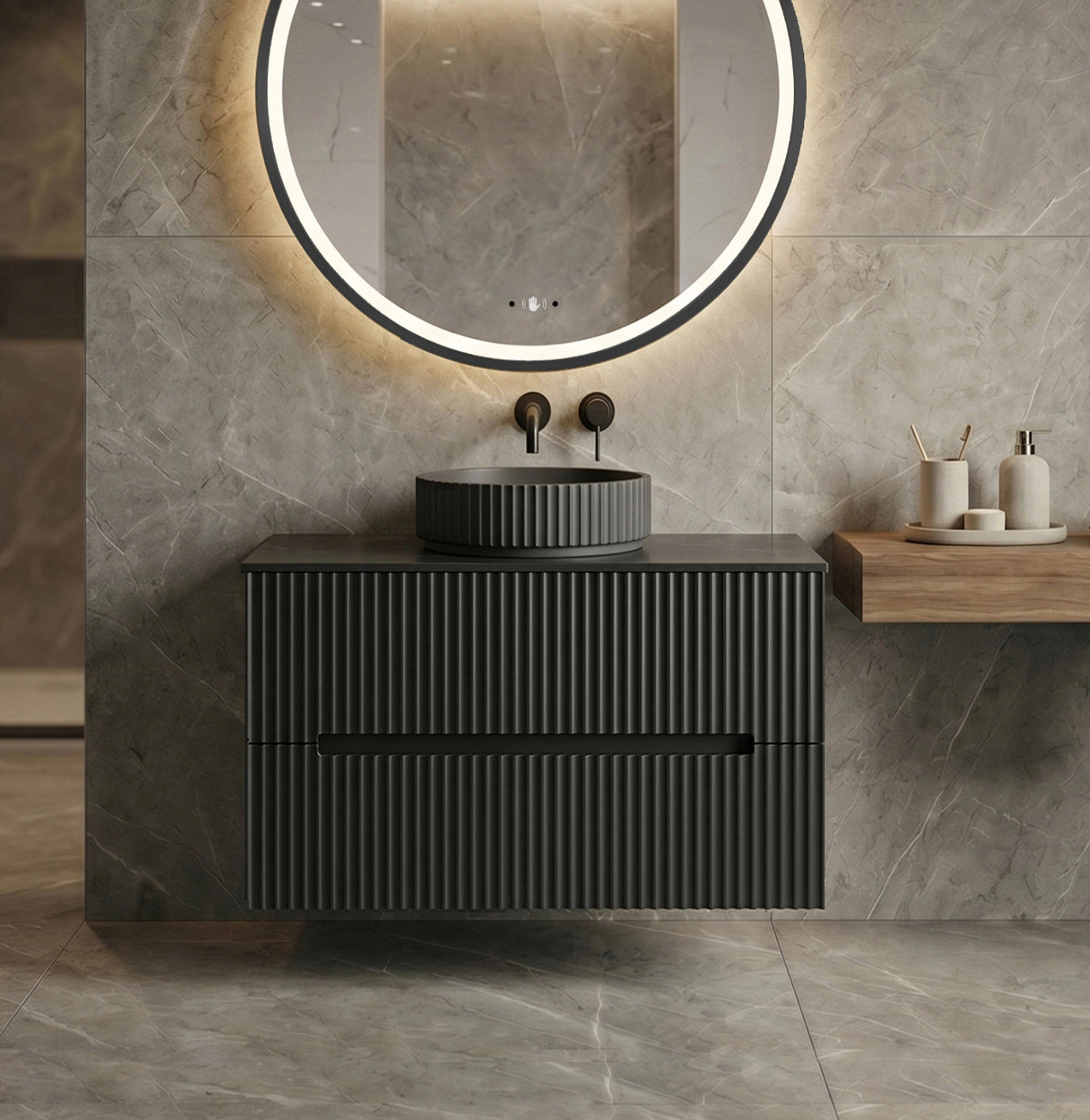 Cabarita Morden Wall Hung PVC Cabinet Matte Black