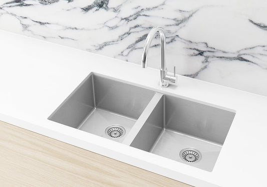 Lavello Kitchen Sink - Double Bowl 760 X 440 — PVD Brushed Nickel, Stainless Steel, Brushed Nickel