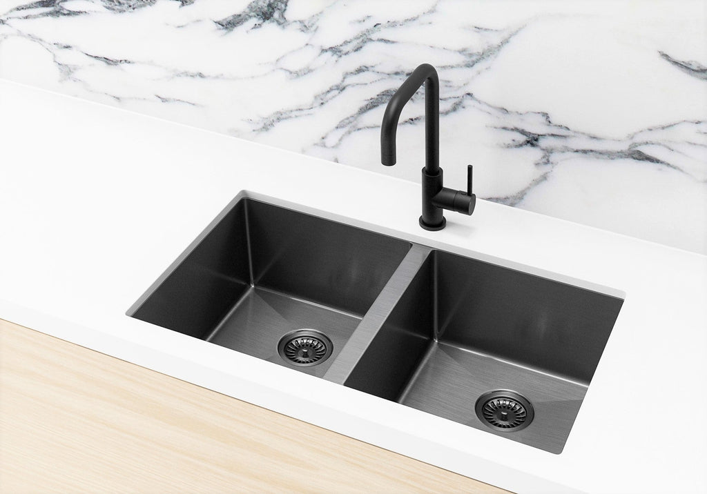 Lavello Kitchen Sink - Double Bowl 760 X 440 — Gunmetal Black, Stainless Steel, Gunmetal