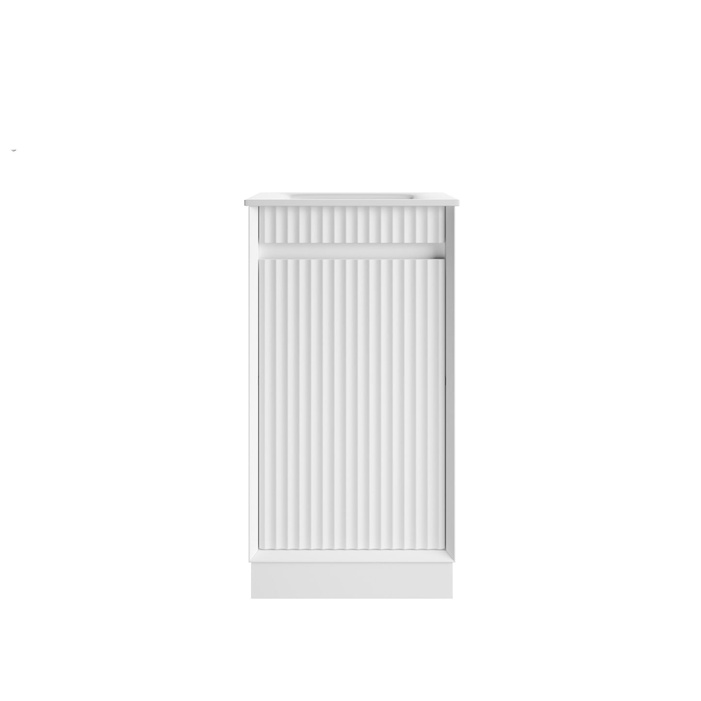 Mini Ravia Fluted Floor Standing Matte White Cabinet