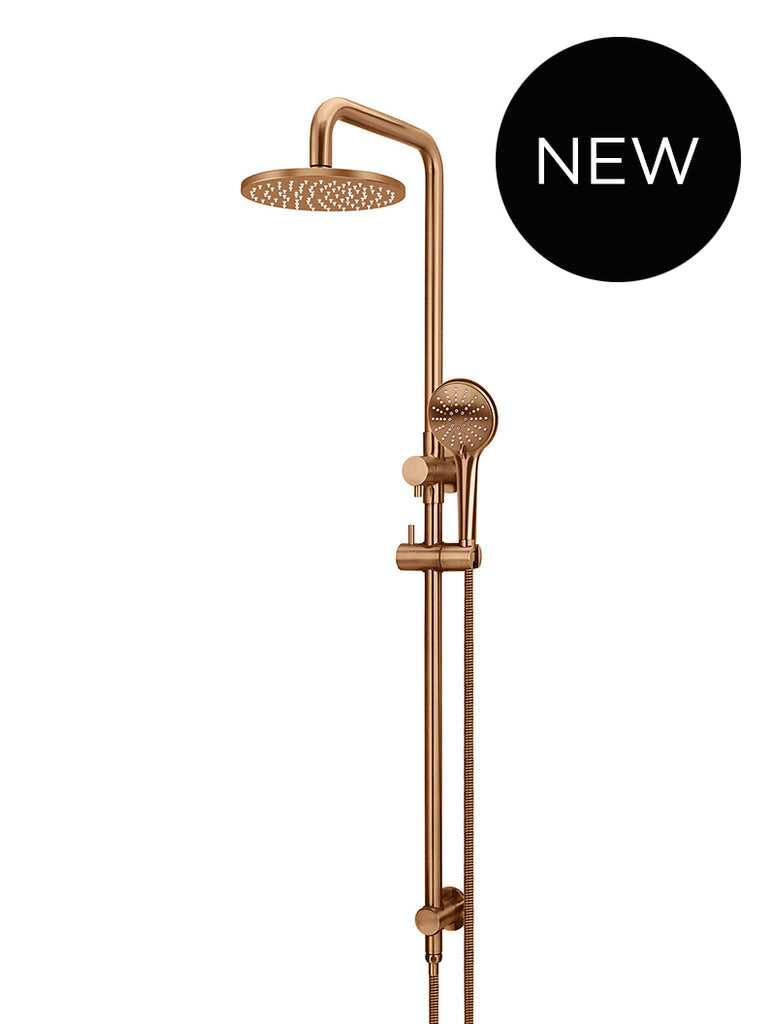 ROUND COMBINATION SHOWER RAIL, 200MM ROSE, THREE-FUNCTION HAND SHOWER PVD LUSTRE BRONZE