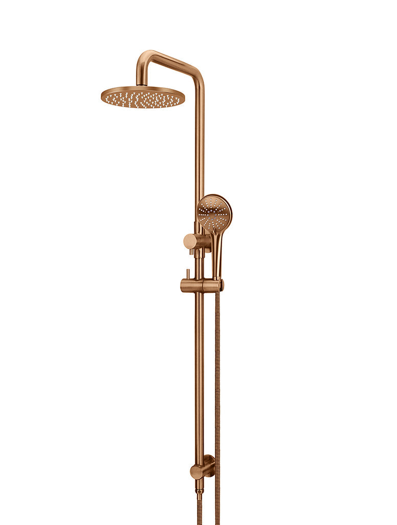 ROUND COMBINATION SHOWER RAIL, 200MM ROSE, THREE-FUNCTION HAND SHOWER PVD LUSTRE BRONZE