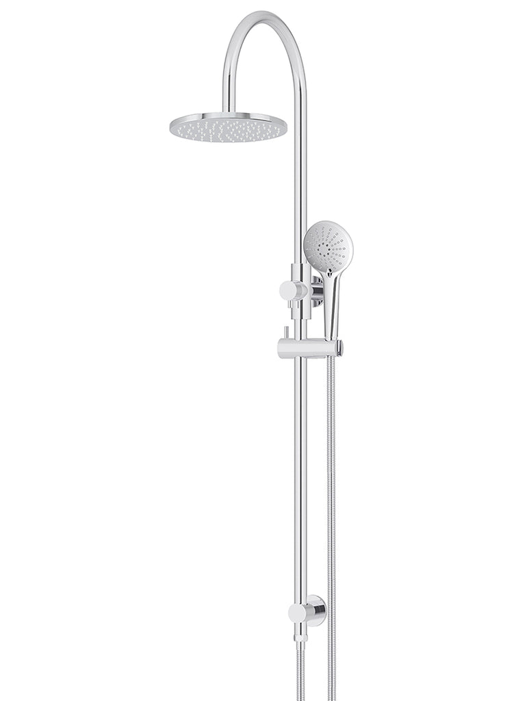 ROUND GOOSENECK SHOWER SET WITH 200MM ROSE, THREE-FUNCTION HAND SHOWER