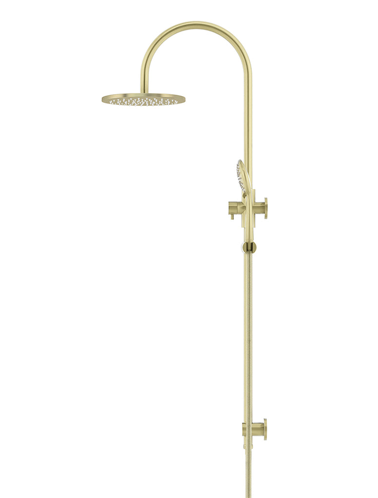 ROUND GOOSENECK SHOWER SET WITH 200MM ROSE, THREE-FUNCTION HAND SHOWER