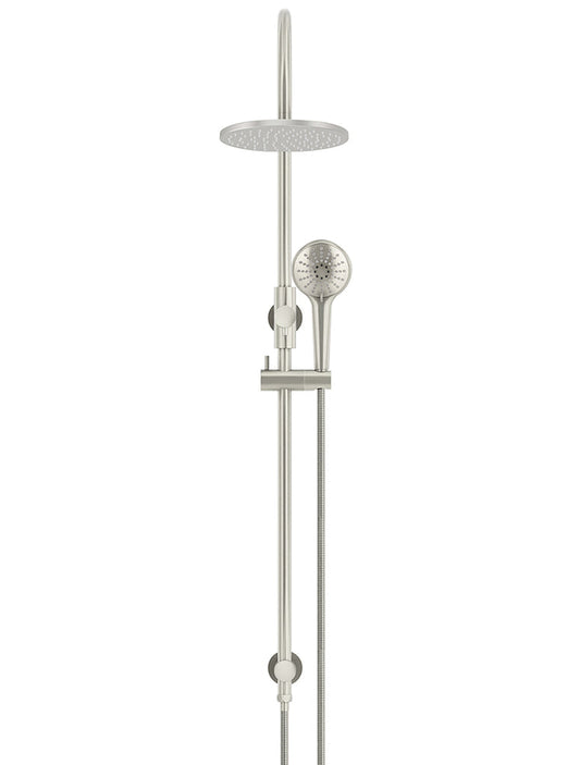 ROUND GOOSENECK SHOWER SET WITH 200MM ROSE, THREE-FUNCTION HAND SHOWER