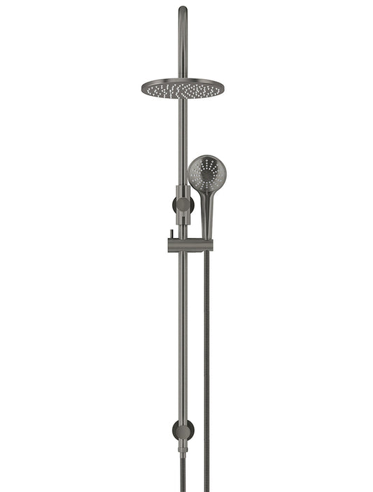 ROUND GOOSENECK SHOWER SET WITH 200MM ROSE, THREE-FUNCTION HAND SHOWER
