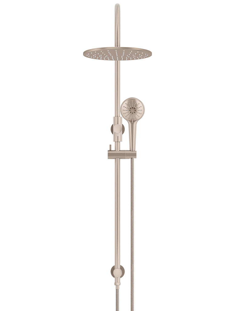 ROUND GOOSENECK SHOWER SET WITH 300MM ROSE, THREE-FUNCTION HAND SHOWER