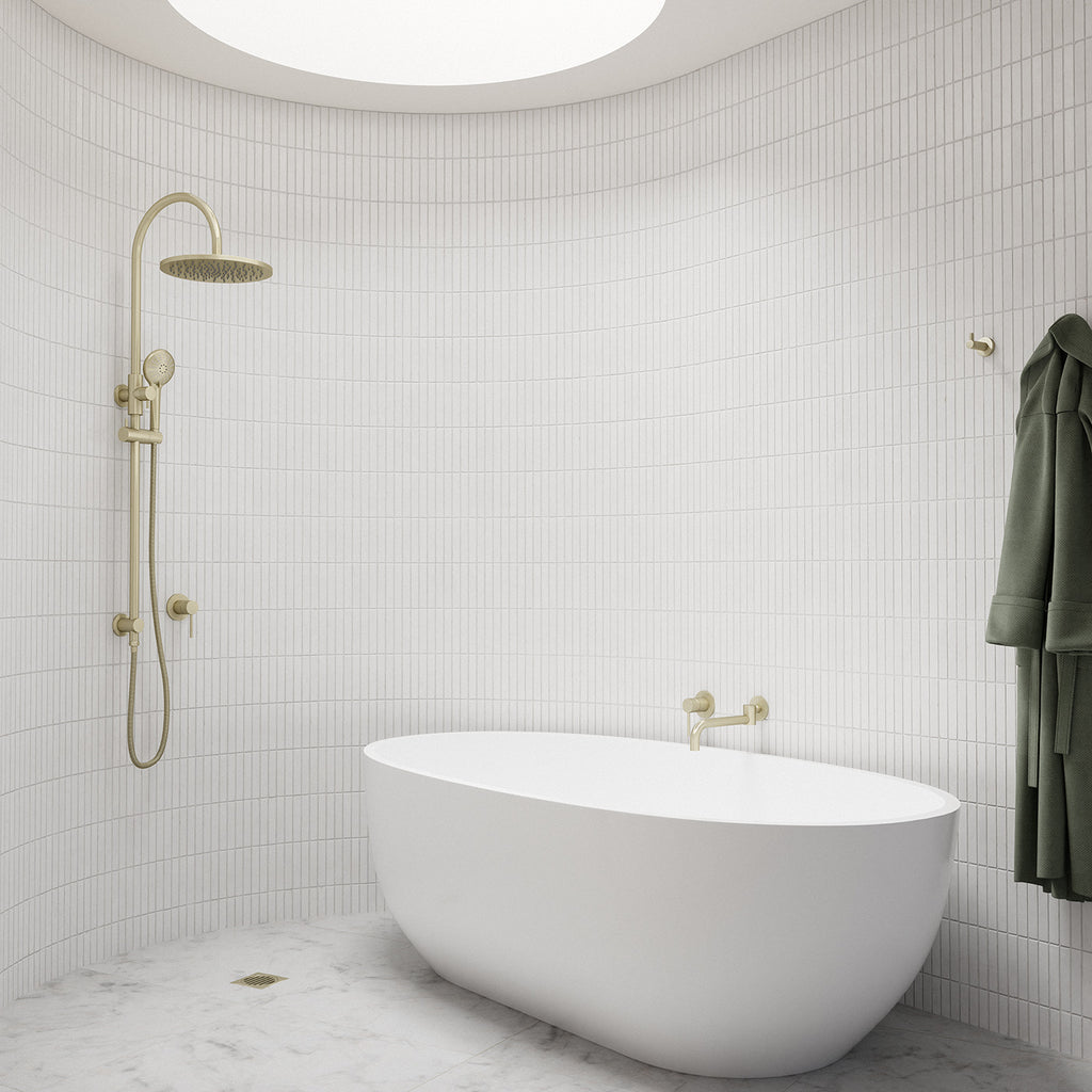 ROUND GOOSENECK SHOWER SET WITH 300MM ROSE, THREE-FUNCTION HAND SHOWER